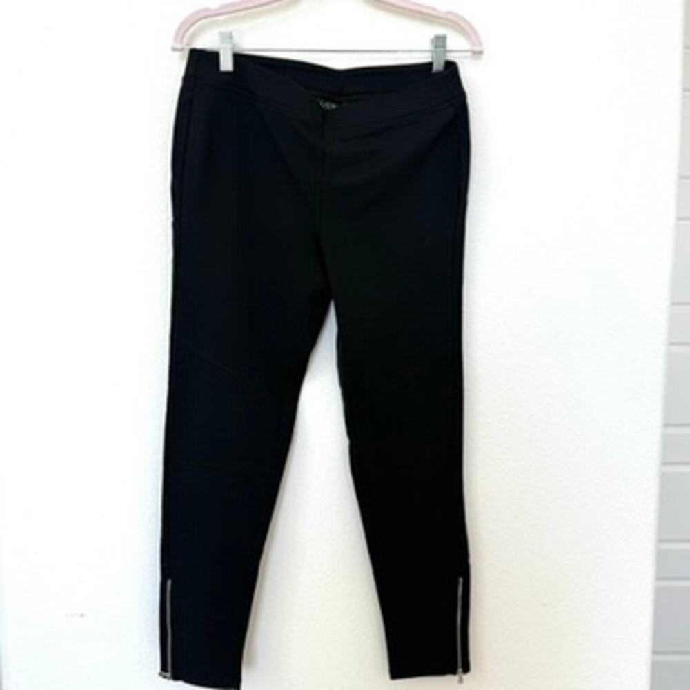 Lauren Ralph Lauren Moto Leggings Black Zip Ankle Cotton Stretch Women S